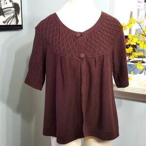 Brown 2 button cardegan short sleeve. Size large.‎ USA, Military? Y2K